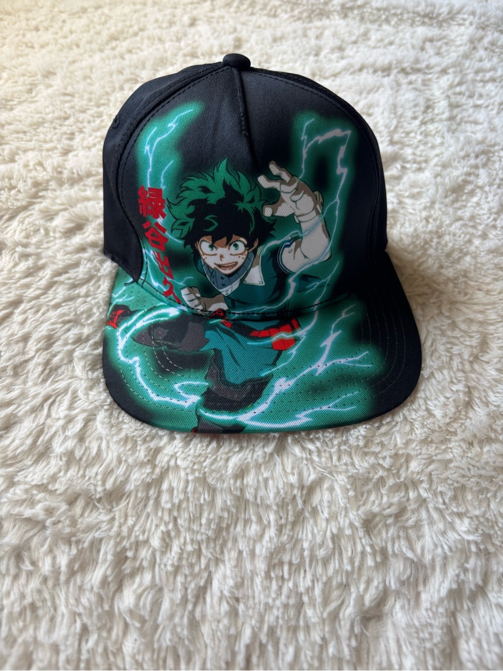 Kids Black & Green Deku Character Cap